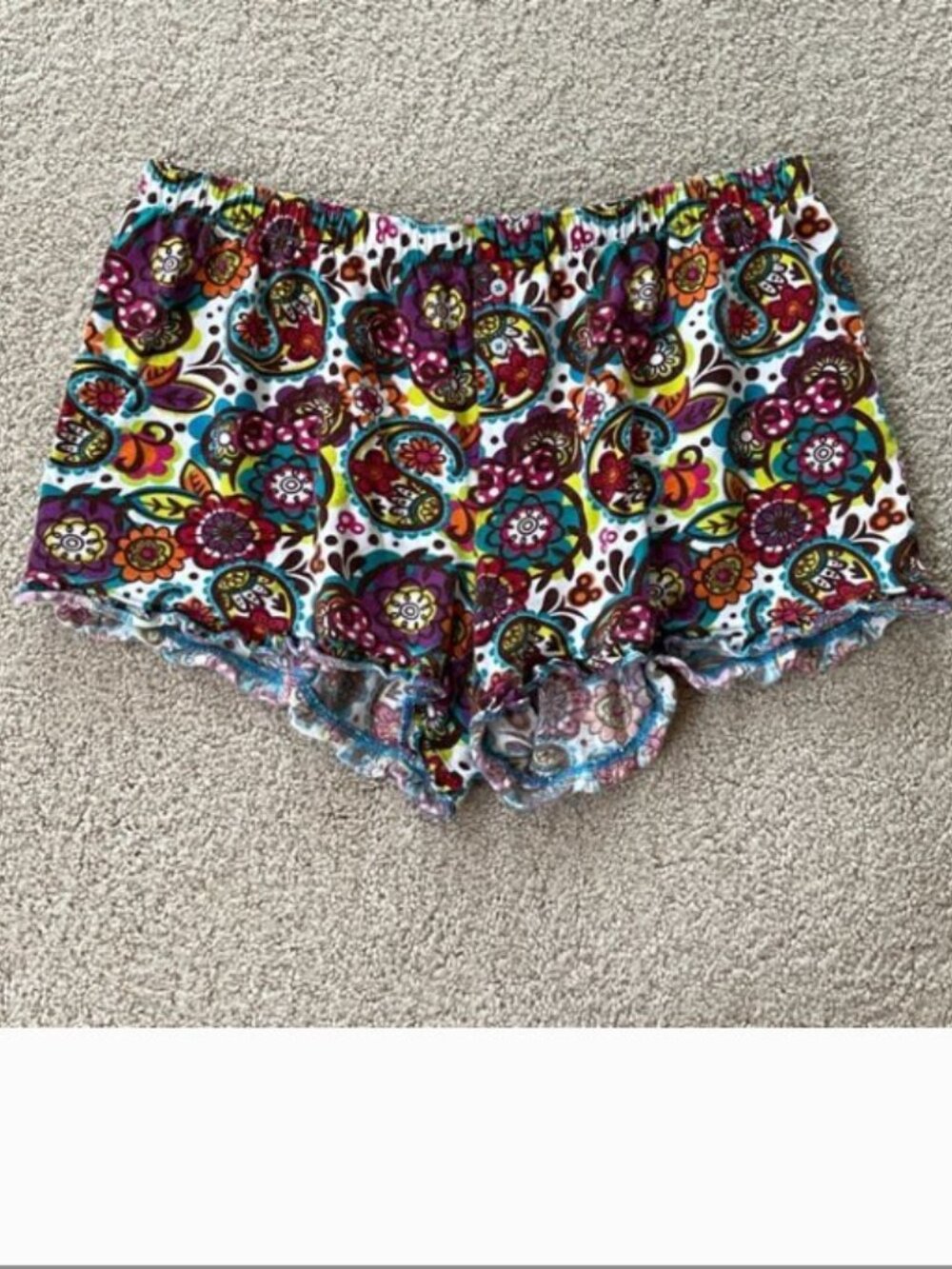 Disney Parks Pajama Shorts Lounge Flower Paisley Mickey Minnie Knit Medium
